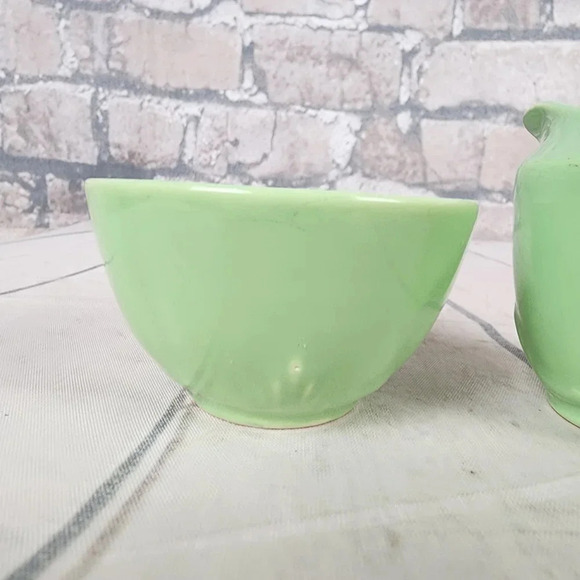 Vintage 1940s Biltons Open  Sugar and Creamer Set England Pistachio Green Gold - Picture 6 of 16